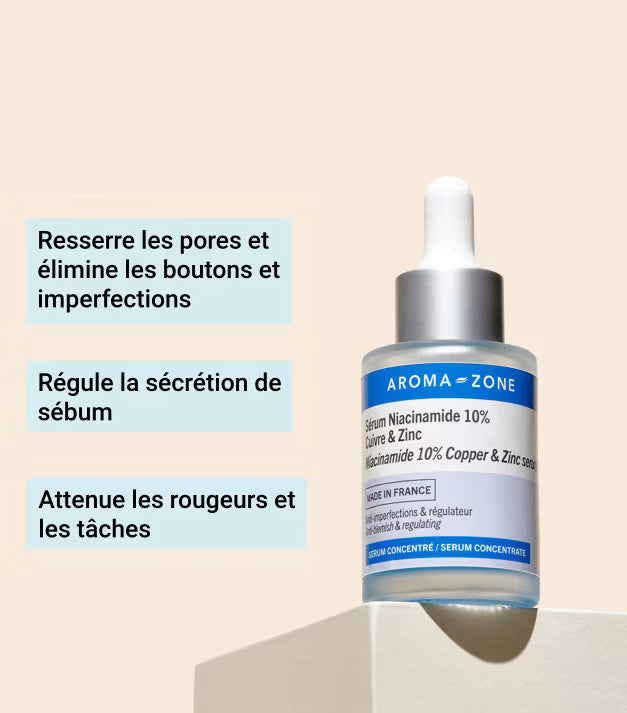 Sérum concentré Niacinamide 10%, Cuivre & Zinc Anti-imperfections  Séborégulateur